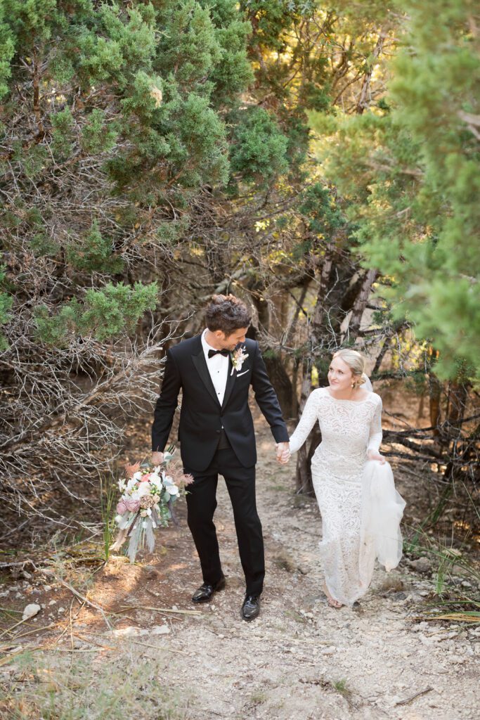 Bride and Groom hiking