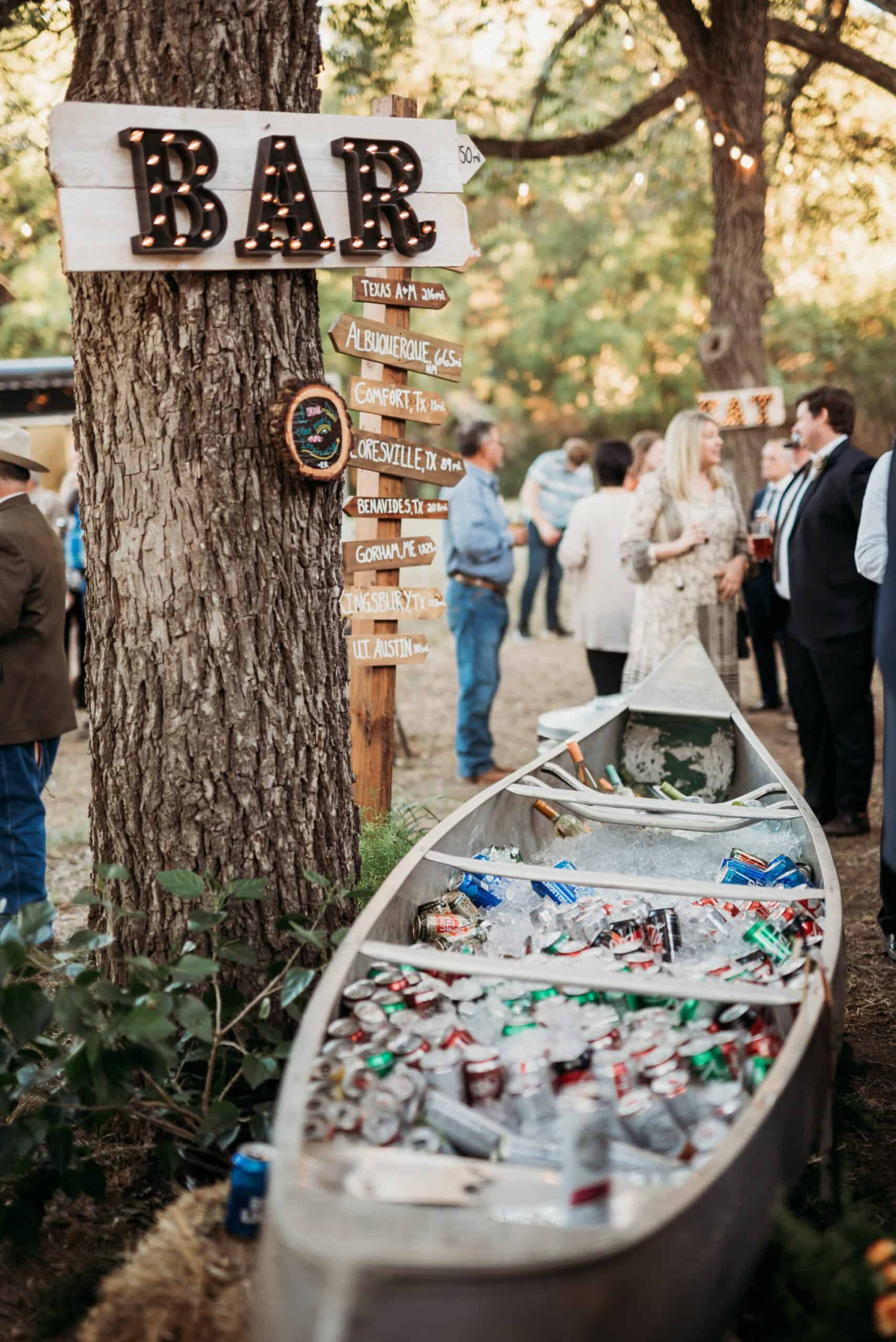 ice canoe bar wedding outdoors