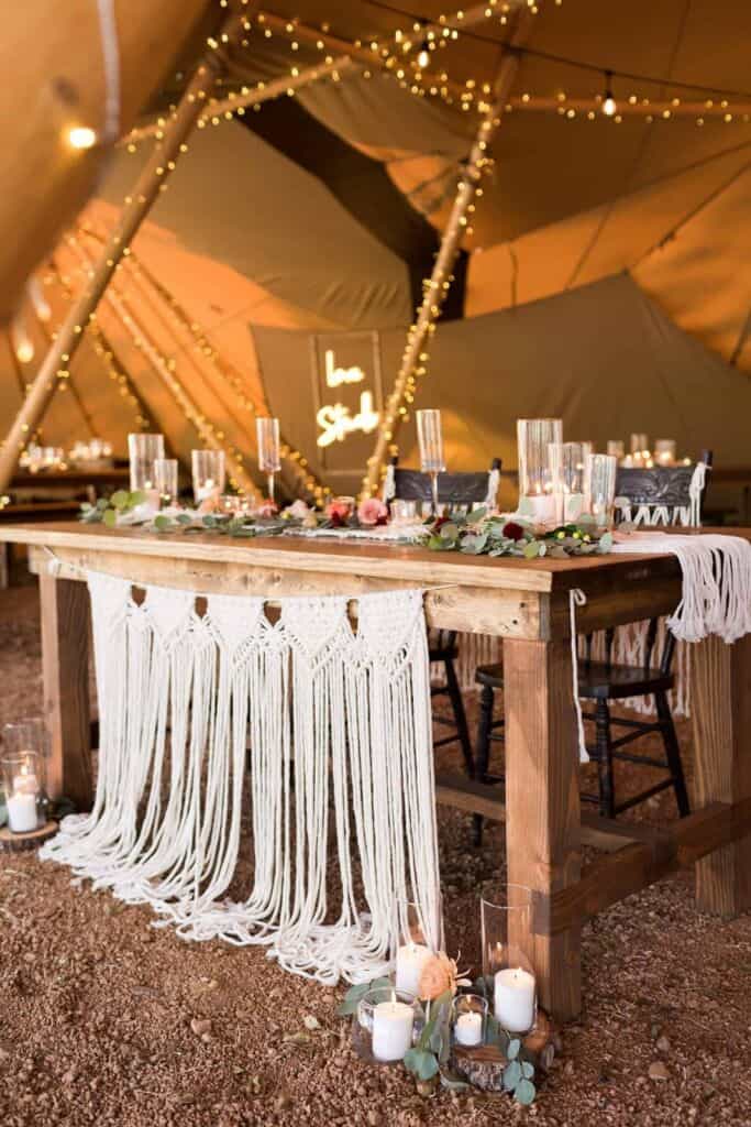 Custom sweetheart table included in all-inclusive wedding packages in Texas Hill Country