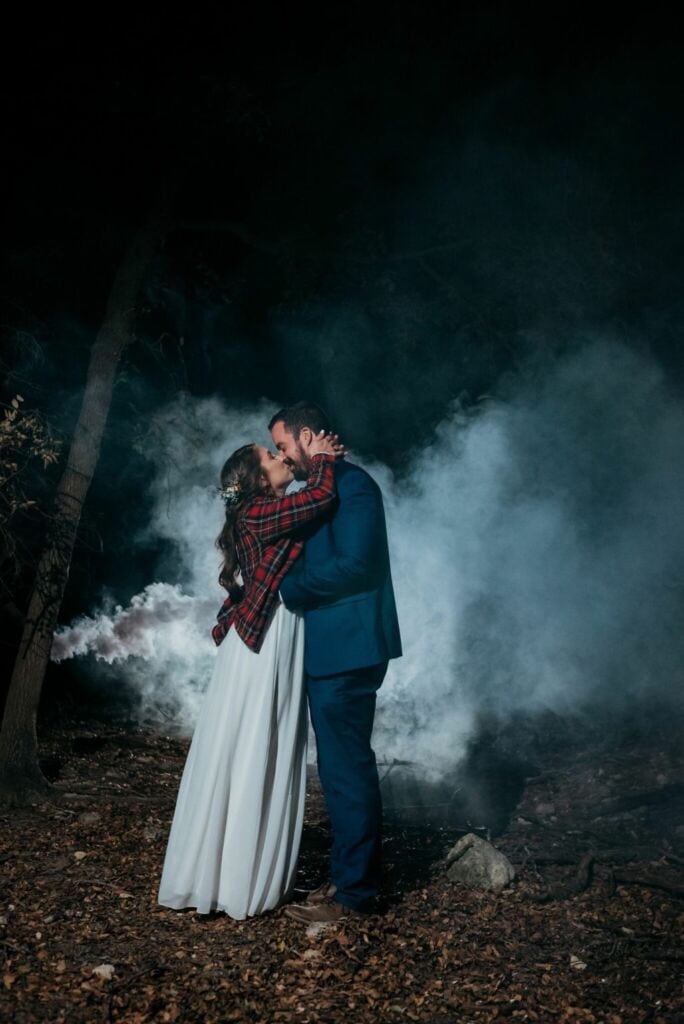hill country wedding venue smoke bomb